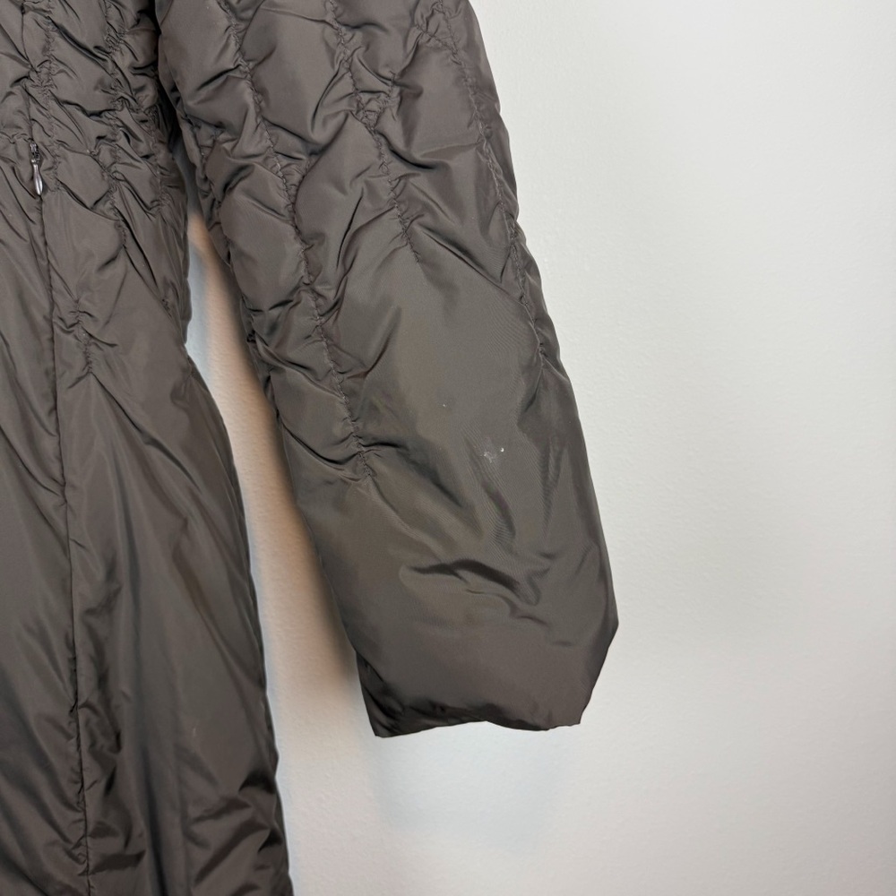 Nine West Brown Quilted Down Jacket Coat Rabbit‎ Fur Trim Hooded Size Medium - Picture 15 of 15